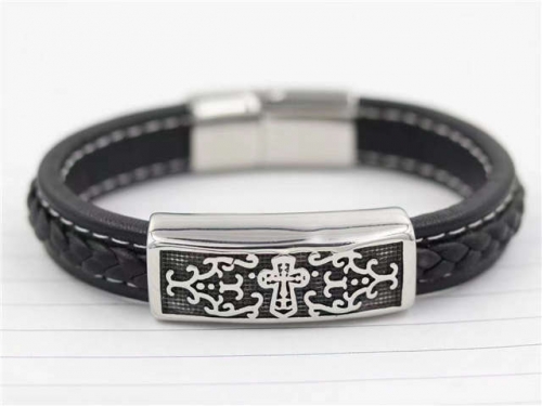 BC Jewelry Wholesale Leather Bracelet Stainless Steel Bracelet Jewelry NO.#SJ126B210