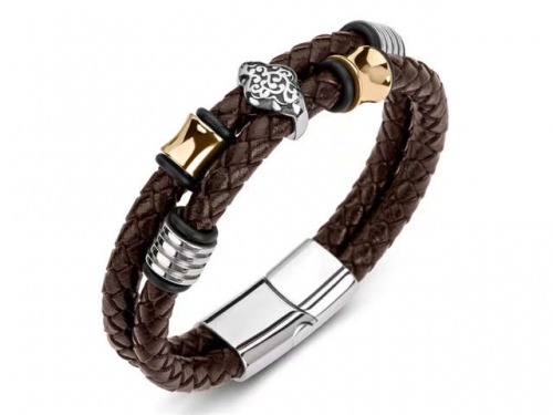 BC Jewelry Wholesale Leather Bracelet Stainless Steel Bracelet Jewelry NO.#SJ35B644