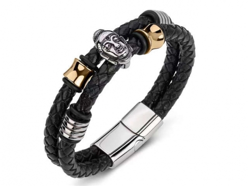 BC Jewelry Wholesale Leather Bracelet Stainless Steel Bracelet Jewelry NO.#SJ35B533