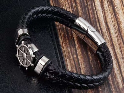 BC Jewelry Wholesale Leather Bracelet Stainless Steel Bracelet Jewelry NO.#SJ130B166