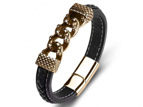 BC Jewelry Wholesale Leather Bracelet Stainless Steel Bracelet Jewelry NO.#SJ35B250