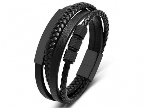 BC Jewelry Wholesale Leather Bracelet Stainless Steel Bracelet Jewelry NO.#SJ35B513