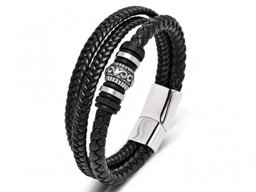 BC Jewelry Wholesale Leather Bracelet Stainless Steel Bracelet Jewelry NO.#SJ35B898