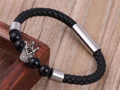 BC Jewelry Wholesale Leather Bracelet Stainless Steel Bracelet Jewelry NO.#SJ133B011