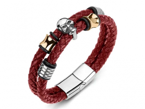 BC Jewelry Wholesale Leather Bracelet Stainless Steel Bracelet Jewelry NO.#SJ35B557