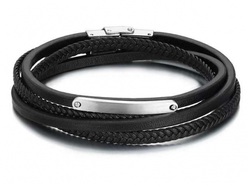 BC Jewelry Wholesale Leather Bracelet Stainless Steel Bracelet Jewelry NO.#SJ31B021