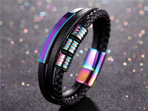 BC Jewelry Wholesale Leather Bracelet Stainless Steel Bracelet Jewelry NO.#SJ133B096