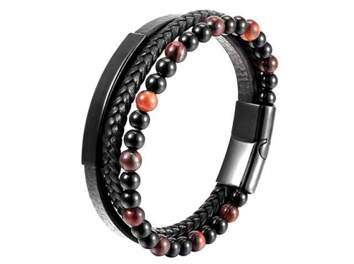 BC Jewelry Wholesale Leather Bracelet Stainless Steel Bracelet Jewelry NO.#SJ130B040