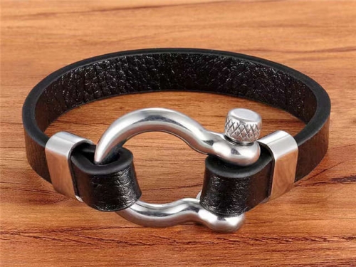 BC Jewelry Wholesale Leather Bracelet Stainless Steel Bracelet Jewelry NO.#SJ127B087