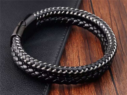 BC Jewelry Wholesale Leather Bracelet Stainless Steel Bracelet Jewelry NO.#SJ130B230