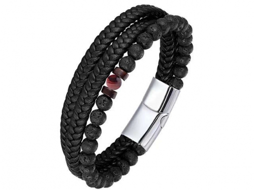 BC Jewelry Wholesale Leather Bracelet Stainless Steel Bracelet Jewelry NO.#SJ132B161