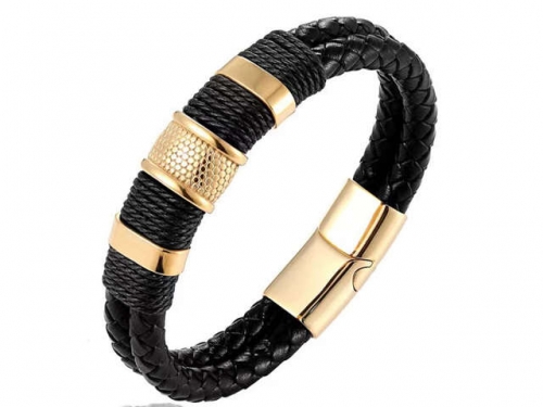 BC Jewelry Wholesale Leather Bracelet Stainless Steel Bracelet Jewelry NO.#SJ132B215