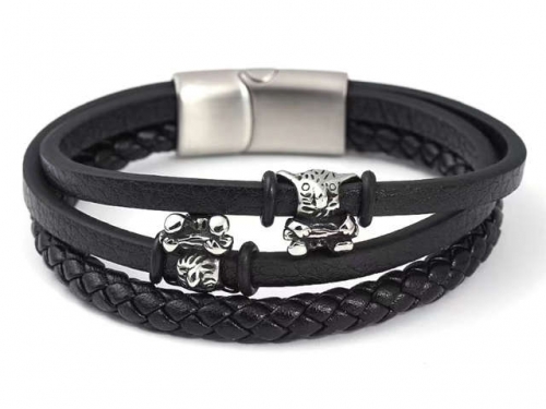 BC Jewelry Wholesale Leather Bracelet Stainless Steel Bracelet Jewelry NO.#SJ133B121