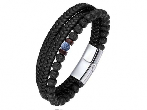 BC Jewelry Wholesale Leather Bracelet Stainless Steel Bracelet Jewelry NO.#SJ132B157