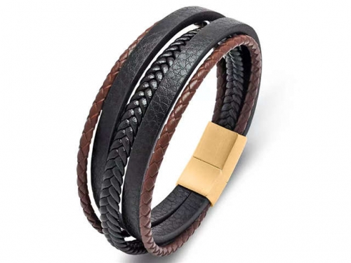 BC Jewelry Wholesale Leather Bracelet Stainless Steel Bracelet Jewelry NO.#SJ35B656