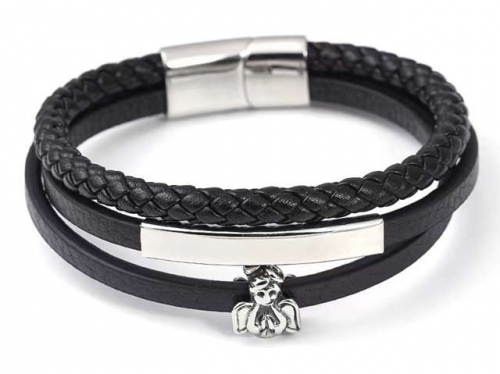 BC Jewelry Wholesale Leather Bracelet Stainless Steel Bracelet Jewelry NO.#SJ133B055