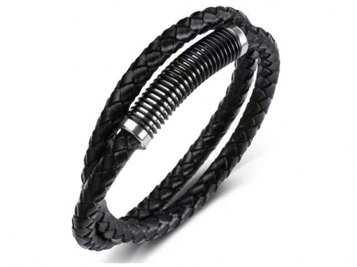 BC Jewelry Wholesale Leather Bracelet Stainless Steel Bracelet Jewelry NO.#SJ35B529