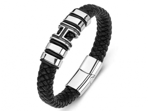 BC Jewelry Wholesale Leather Bracelet Stainless Steel Bracelet Jewelry NO.#SJ35B727