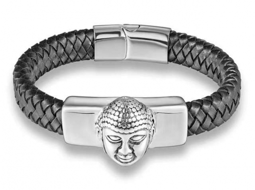 BC Jewelry Wholesale Leather Bracelet Stainless Steel Bracelet Jewelry NO.#SJ131B038