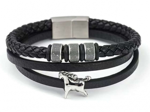 BC Jewelry Wholesale Leather Bracelet Stainless Steel Bracelet Jewelry NO.#SJ133B058