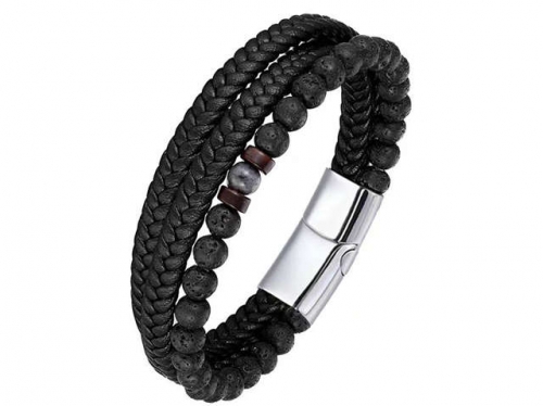 BC Jewelry Wholesale Leather Bracelet Stainless Steel Bracelet Jewelry NO.#SJ132B152