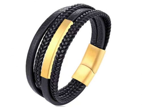 BC Jewelry Wholesale Leather Bracelet Stainless Steel Bracelet Jewelry NO.#SJ132B165