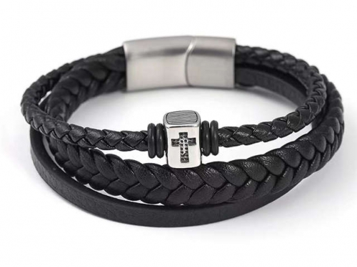 BC Jewelry Wholesale Leather Bracelet Stainless Steel Bracelet Jewelry NO.#SJ133B028
