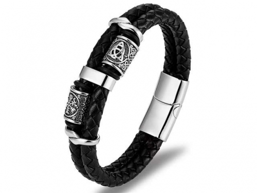 BC Jewelry Wholesale Leather Bracelet Stainless Steel Bracelet Jewelry NO.#SJ31B025