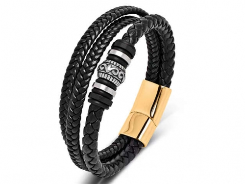 BC Jewelry Wholesale Leather Bracelet Stainless Steel Bracelet Jewelry NO.#SJ35B881