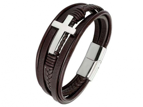 BC Jewelry Wholesale Leather Bracelet Stainless Steel Bracelet Jewelry NO.#SJ132B012