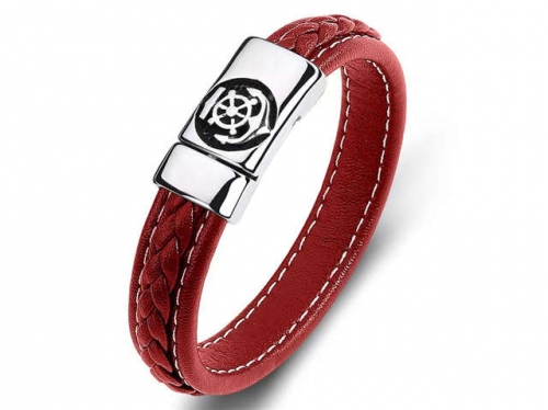 BC Jewelry Wholesale Leather Bracelet Stainless Steel Bracelet Jewelry NO.#SJ35B683