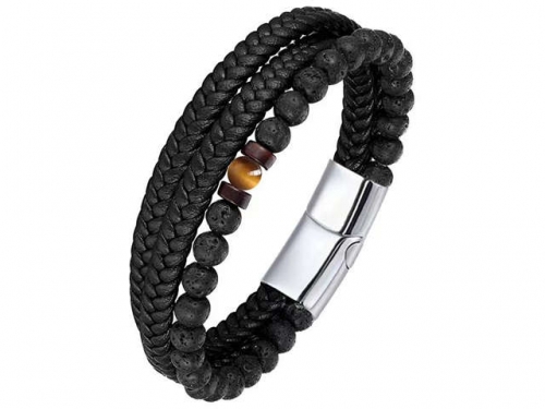 BC Jewelry Wholesale Leather Bracelet Stainless Steel Bracelet Jewelry NO.#SJ132B153