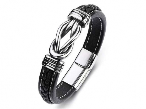 BC Jewelry Wholesale Leather Bracelet Stainless Steel Bracelet Jewelry NO.#SJ35B011
