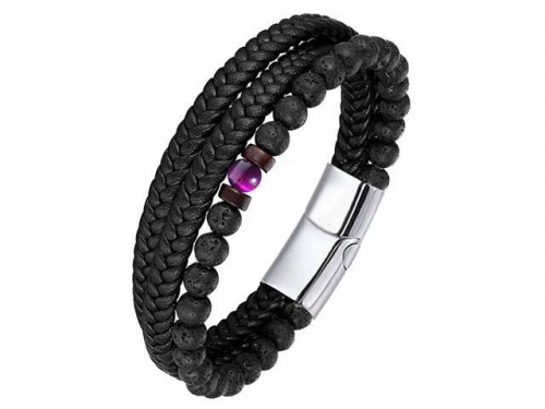 BC Jewelry Wholesale Leather Bracelet Stainless Steel Bracelet Jewelry NO.#SJ132B159