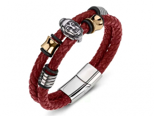 BC Jewelry Wholesale Leather Bracelet Stainless Steel Bracelet Jewelry NO.#SJ35B539
