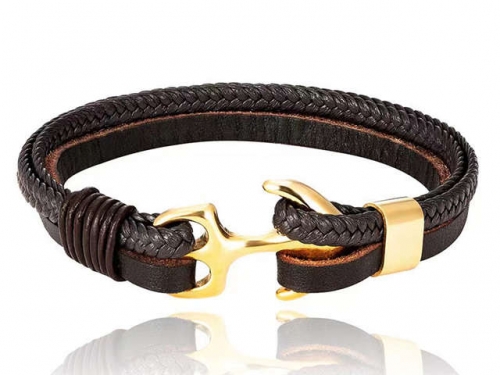 BC Jewelry Wholesale Leather Bracelet Stainless Steel Bracelet Jewelry NO.#SJ132B028