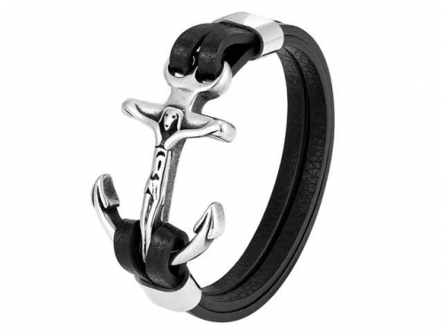 BC Jewelry Wholesale Leather Bracelet Stainless Steel Bracelet Jewelry NO.#SJ130B197