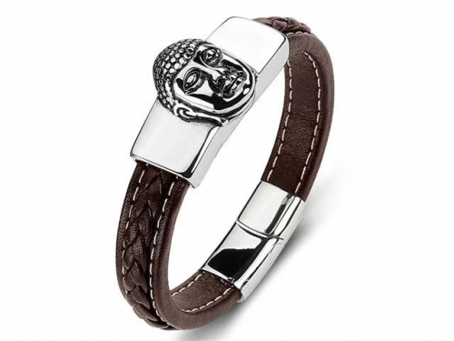 BC Jewelry Wholesale Leather Bracelet Stainless Steel Bracelet Jewelry NO.#SJ35B1002