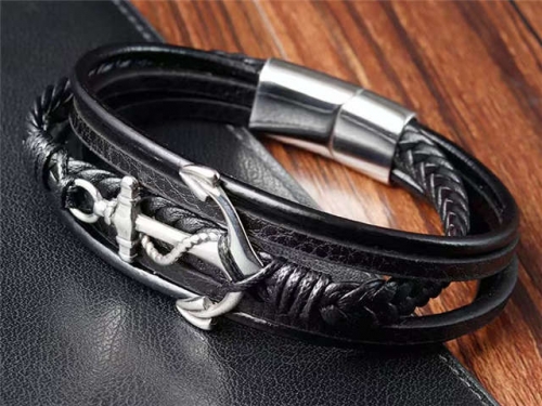 BC Jewelry Wholesale Leather Bracelet Stainless Steel Bracelet Jewelry NO.#SJ130B220