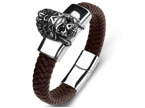 BC Jewelry Wholesale Leather Bracelet Stainless Steel Bracelet Jewelry NO.#SJ35B440