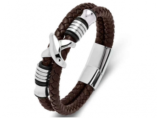 BC Jewelry Wholesale Leather Bracelet Stainless Steel Bracelet Jewelry NO.#SJ35B472