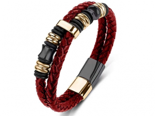 BC Jewelry Wholesale Leather Bracelet Stainless Steel Bracelet Jewelry NO.#SJ35B153