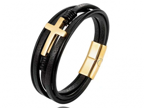 BC Jewelry Wholesale Leather Bracelet Stainless Steel Bracelet Jewelry NO.#SJ132B003