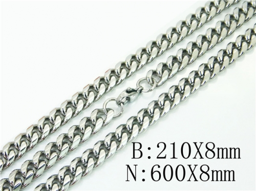 BC Wholesale Jewelry Set Stainless Steel 316L Necklace Bracelet Jewelry Set NO.#BC61S0553HEE