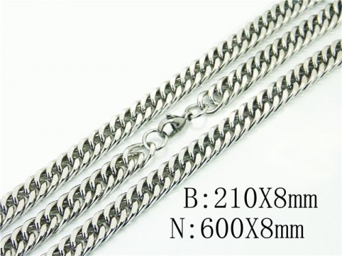 BC Wholesale Jewelry Set Stainless Steel 316L Necklace Bracelet Jewelry Set NO.#BC61S0586NL