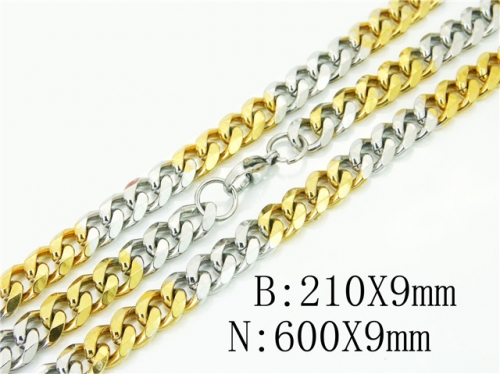 BC Wholesale Jewelry Set Stainless Steel 316L Necklace Bracelet Jewelry Set NO.#BC61S0573HKL