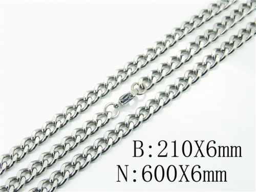 BC Wholesale Jewelry Set Stainless Steel 316L Necklace Bracelet Jewelry Set NO.#BC61S0592LL