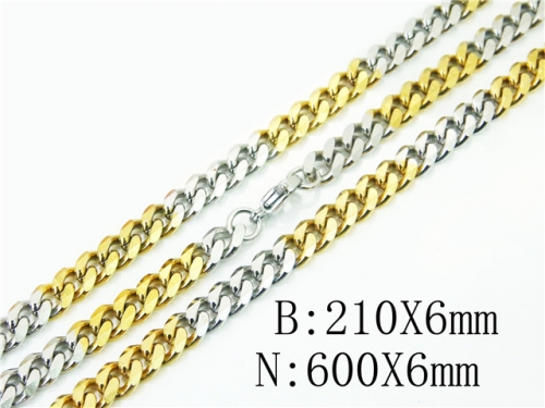 BC Wholesale Jewelry Set Stainless Steel 316L Necklace Bracelet Jewelry Set NO.#BC61S0567HHL