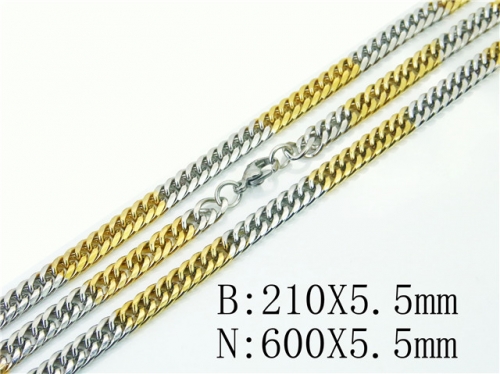 BC Wholesale Jewelry Set Stainless Steel 316L Necklace Bracelet Jewelry Set NO.#BC61S0564HHL