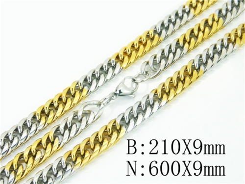 BC Wholesale Jewelry Set Stainless Steel 316L Necklace Bracelet Jewelry Set NO.#BC61S0552HML